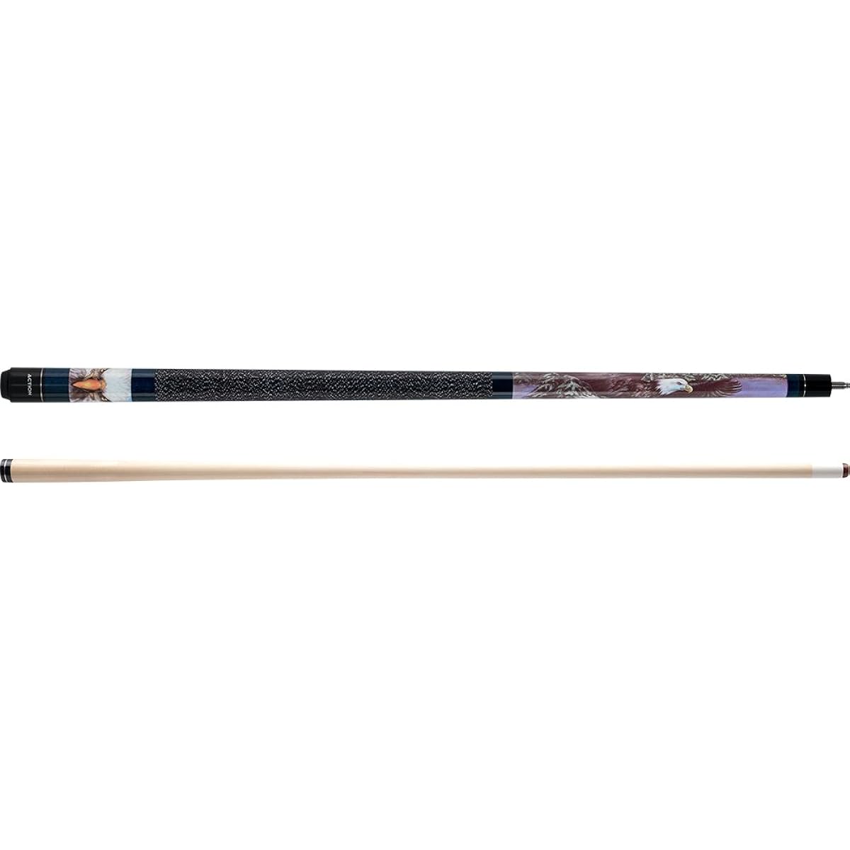 Action Adventure ADV99 Blue Bald Eagle Pool Cue Stick with 12 Pieces of Master Billiard Chalk