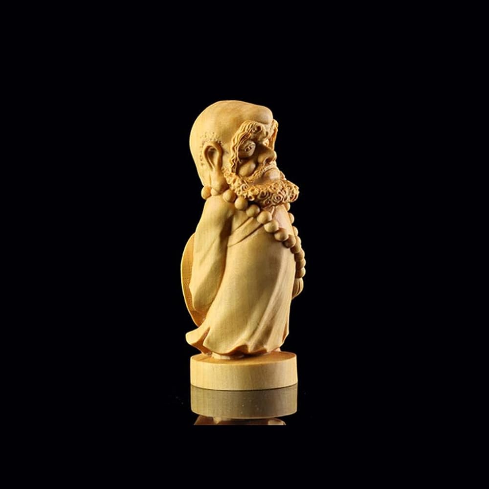 Mini Daruma Daishi Standing Statue, Made of Tsuge, Wood Carving, Daruma Statue, Buddha Statue, God Statue, Wooden Ornament, Handmade, Buddha Sculpture, Great Wish Fulfillment, Ward Off Evil, Improve Luck (Size: Height 13cm)