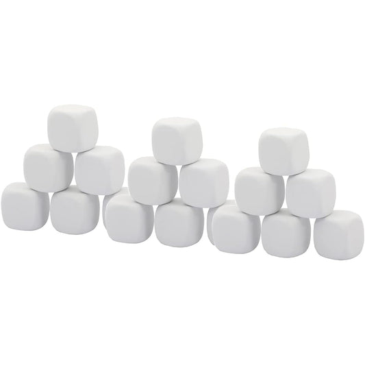 Qidiwin White EVA Foam Dice for Kids Graffiti Building Blocks Creative Painting Party Supplies 1.97inch 18pcs
