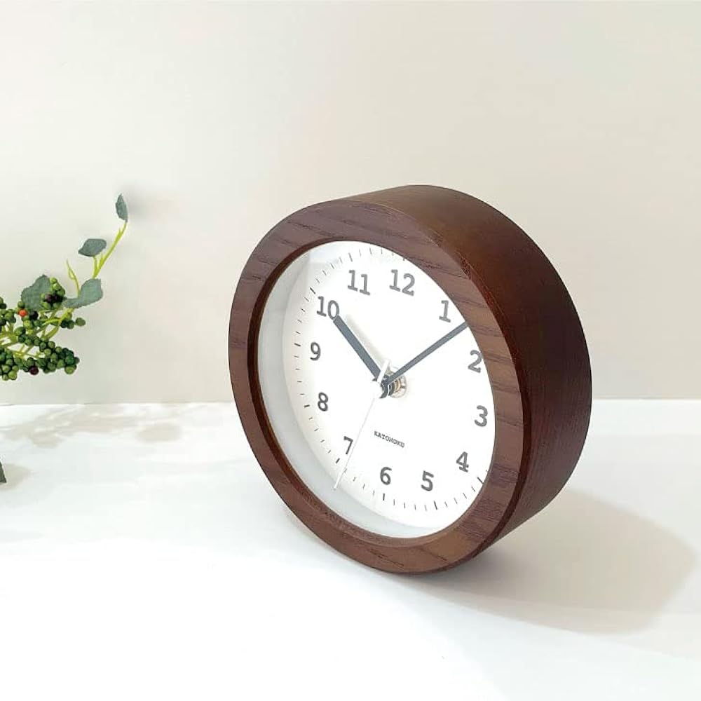 KATOMOKU Dual use clock 5 km-112BRRC Brown radio clock continuous second hand
