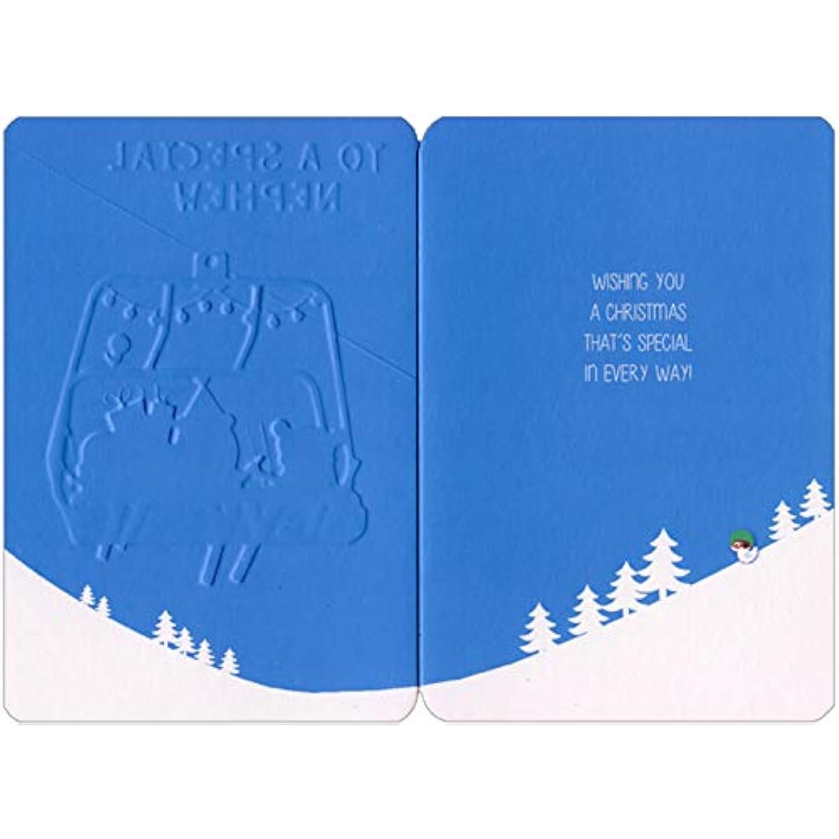 Pictura Ski Lift Santa Polar Bear and Penguin Nephew Christmas Card
