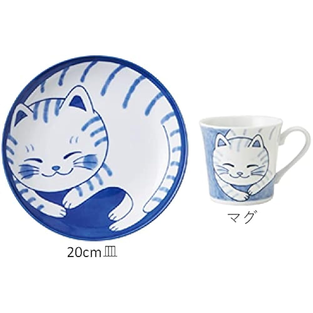 Cat's pottery Nekogura (Tora) 7-piece tableware set, lightweight tableware (lightweight), made in Japan, Mino ware