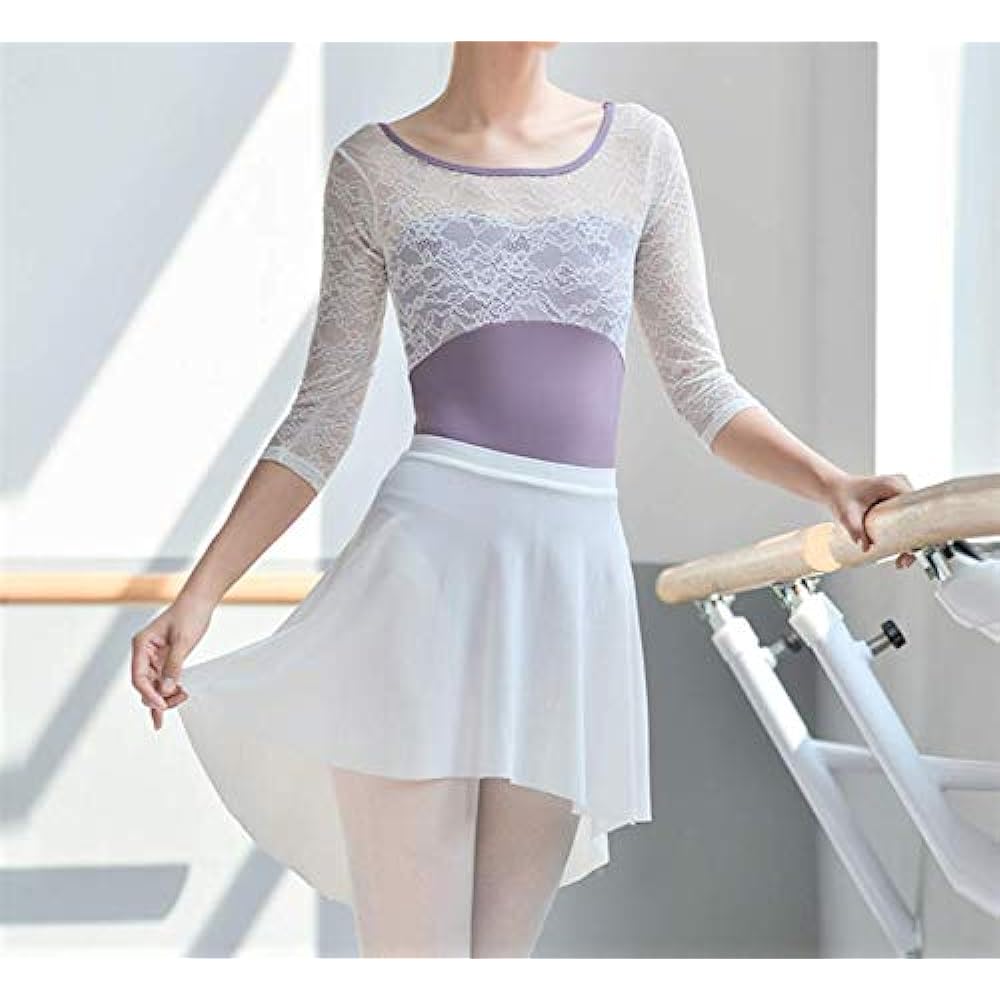 ProDance Light Gray Purple Lace Long Sleeve Ballet PLL008L