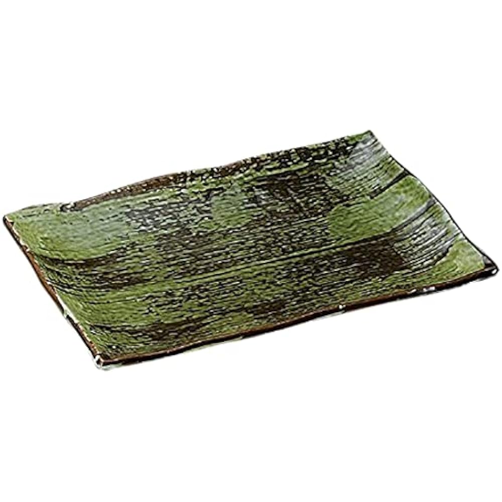 Set of 5 Banko Ware Large Plate Oribe No. 11.0 Long Square Plate [345 x 235 x 40mm] Japanese Tableware for Inns, Restaurants, Restaurants, Commercial Use
