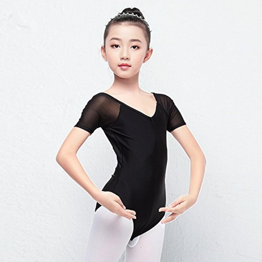 Ballet Leotard for Children, Mesh Short Sleeve, Dance Clothes, 2way Leotard with Snaps, Separate Skirt