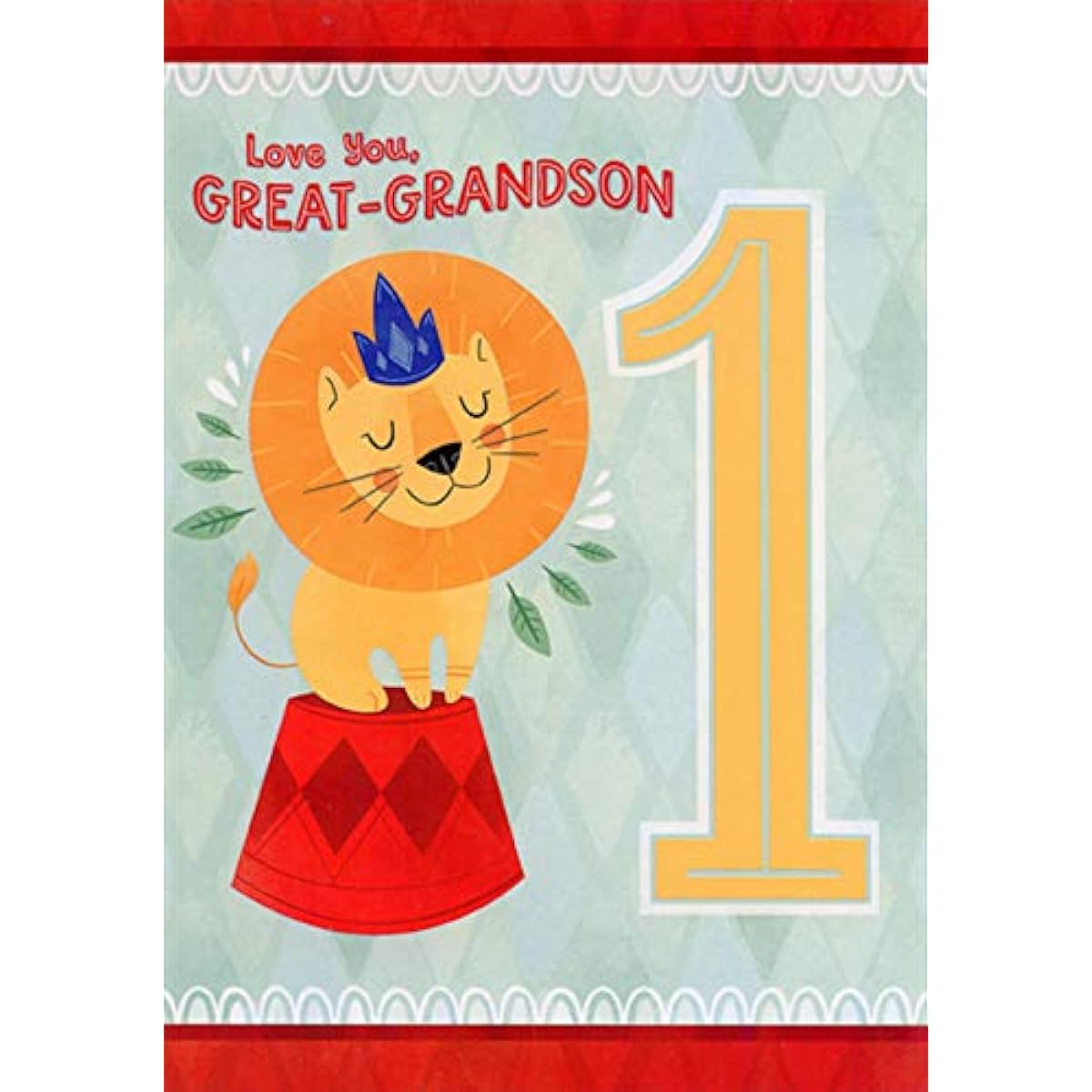 Designer Greetings Lion on Circus Stand Boy 1 Year Old: First Great Grandson's Birthday Card