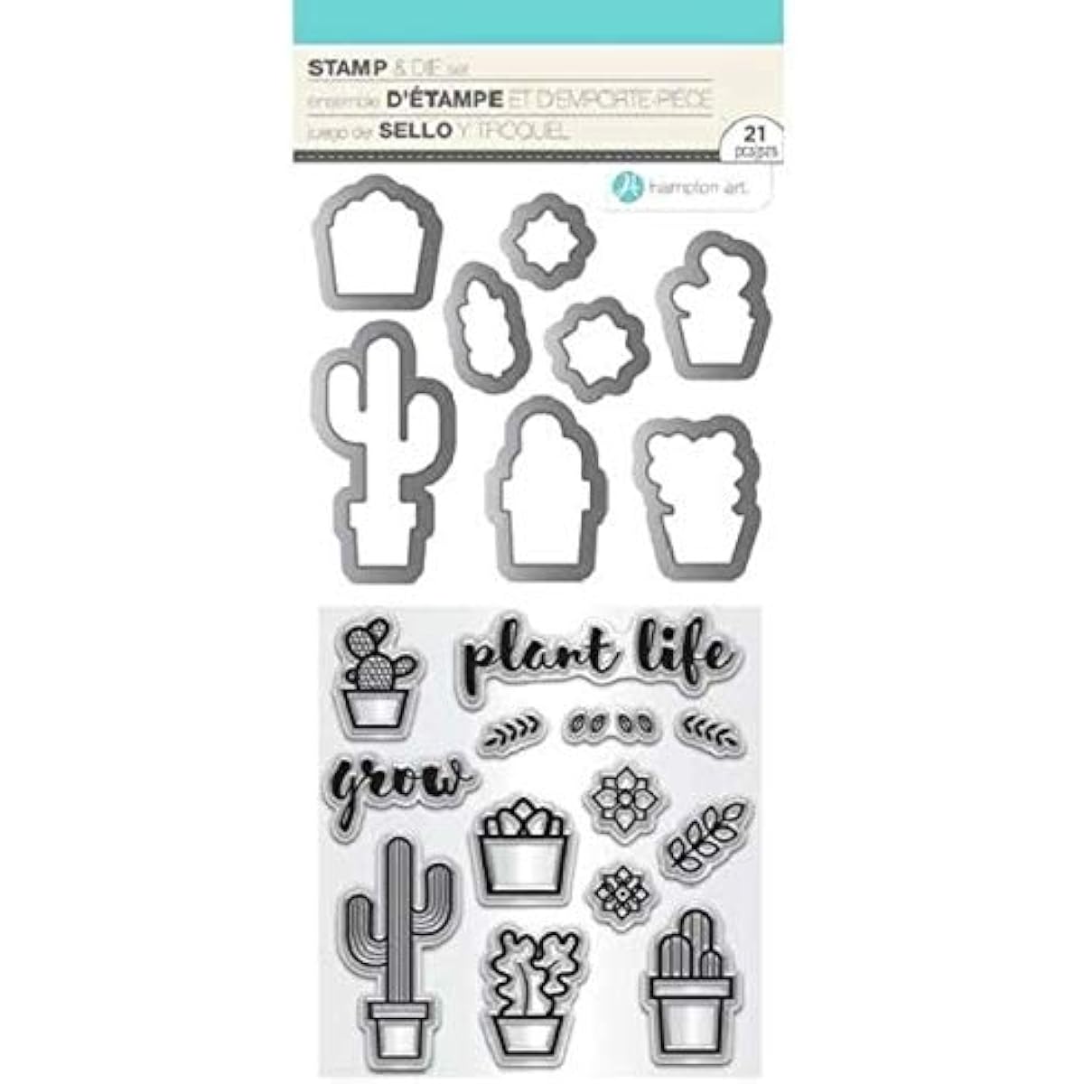 Hampton Art Botanical Life Stamp & Die Set Succulents Cactus Glow