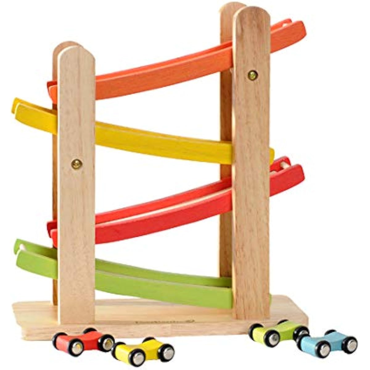 EverEarth Junior Slope Racer Toddler Race Track for 4 Wooden Cars with Race Car Ramp Set