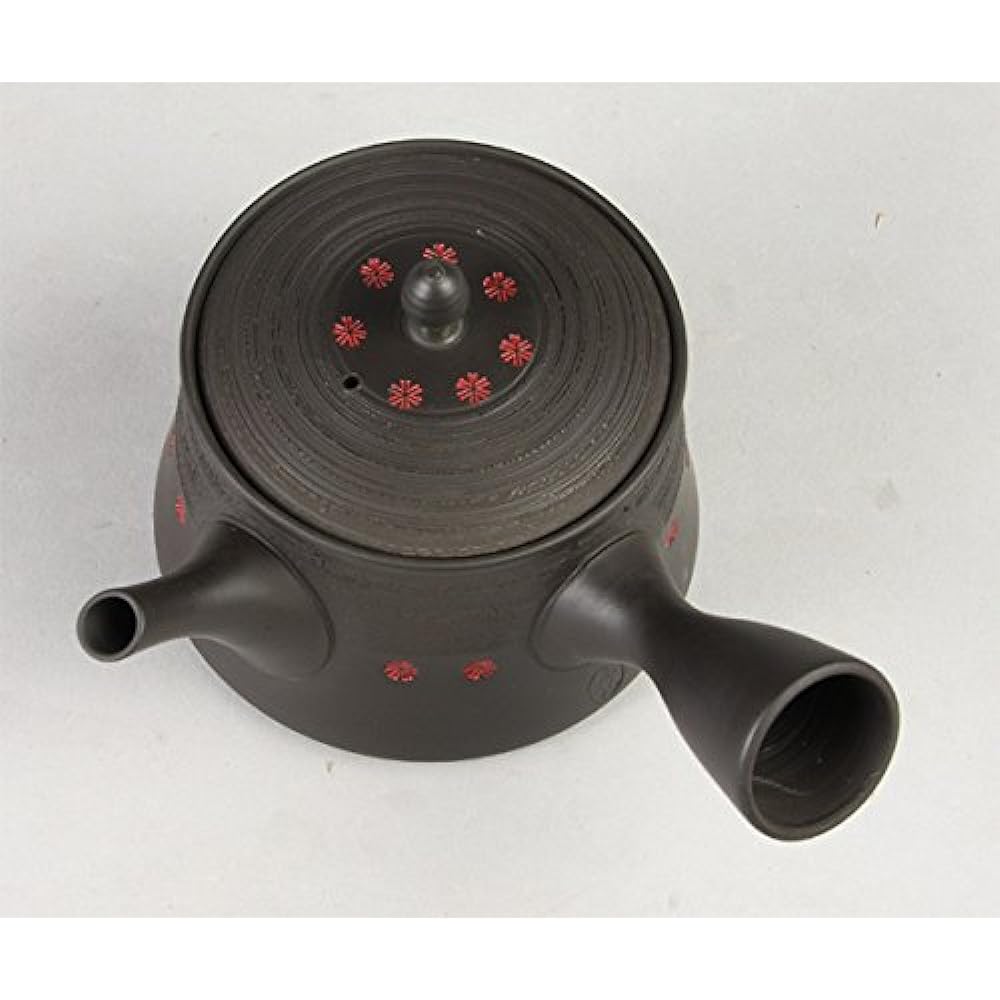 Yamakiikai Gyokuko black cut pine bark seal teapot M234