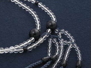 Kyoto Buddhist Altar Hayashi Prayer Beads Nichiren Sect Shakuni Genuine Crystal with Blue Tiger Eye Stone (For Men) Formal Official [Hawkseye] [Bead Bag Set] SM-065 Kyoto Prayer Beads