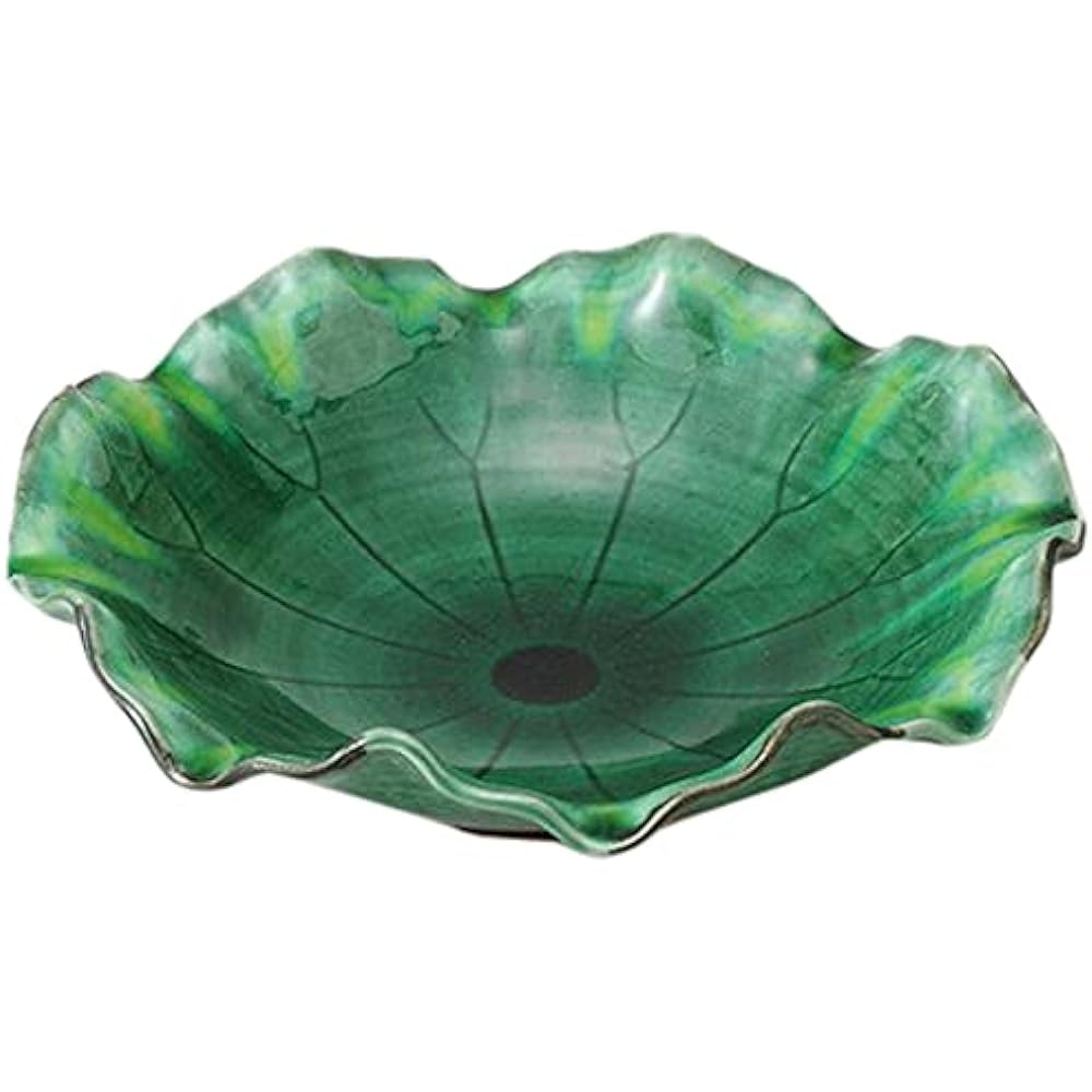 Set of 5 green glaze yellow Nagashi Nabuchi 8.5 size bowl [25.4 x 25.2 x 6.8cm 770g] [Simmered pot] [Restaurant, Inn, Japanese tableware, Restaurant, Commercial use]