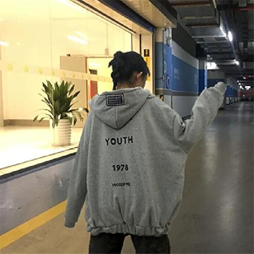 [Milowerge] Women's Parka, Loose Oversized Hoodie, Zip-up, Hooded, Casual, Cute, Warm, Brushed lining, Body Covering Effect, Fluffy Volume Sleeves, Trendy Look, Khaki M