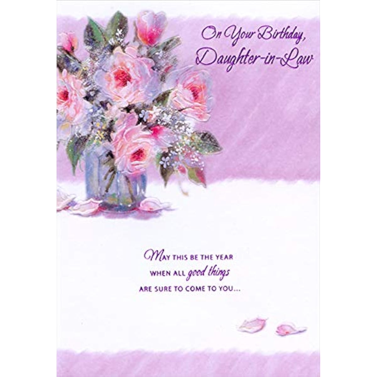 Designer Greetings Pink Vase Glass Vase: All Good Things Birthday Card for Daughter in Law