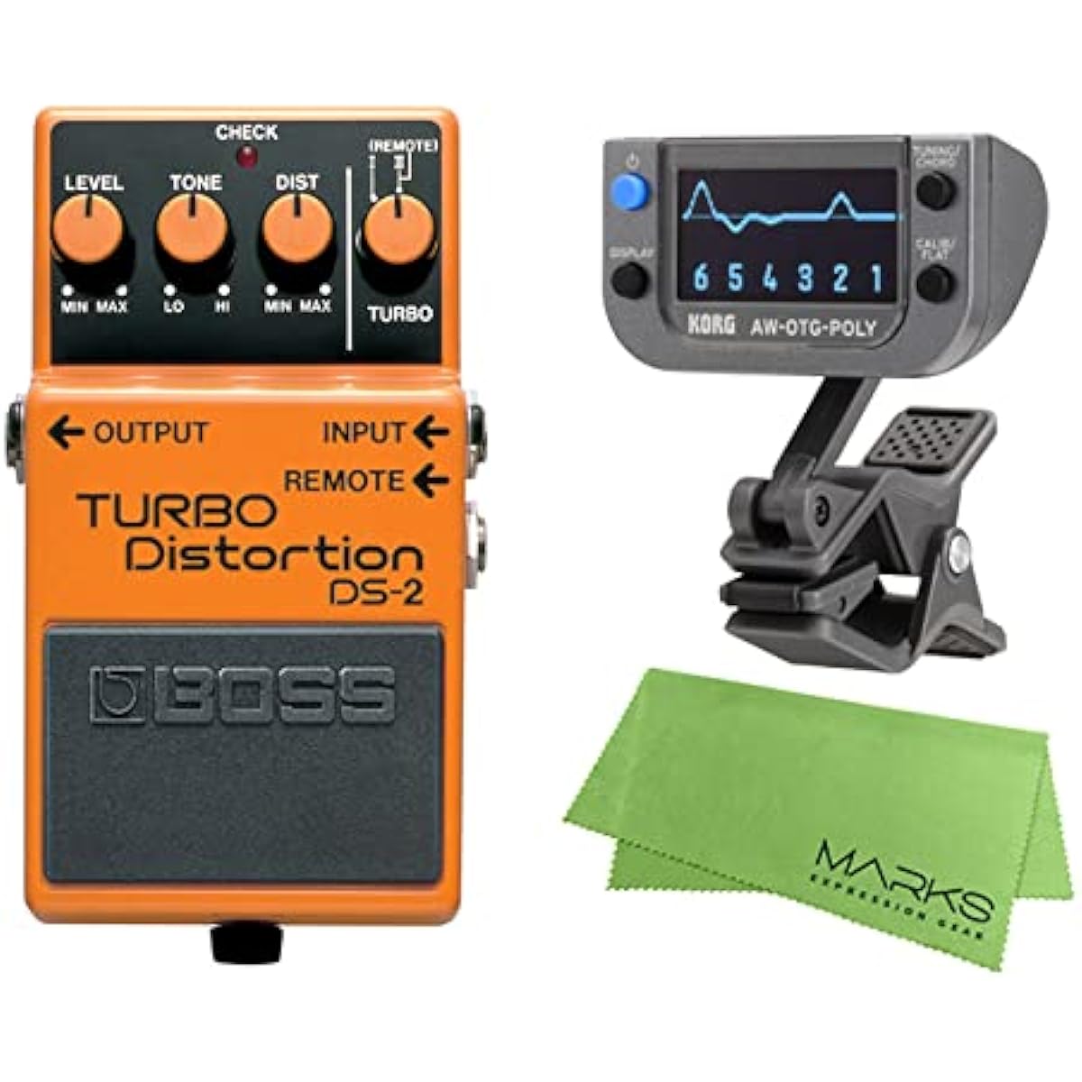BOSS - TURBO Distortion DS-2 + KORG AW-OTG-POLY + Marks Original Cloth Set