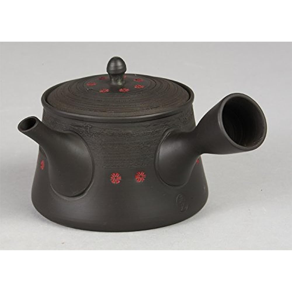 Yamakiikai Gyokuko black cut pine bark seal teapot M234