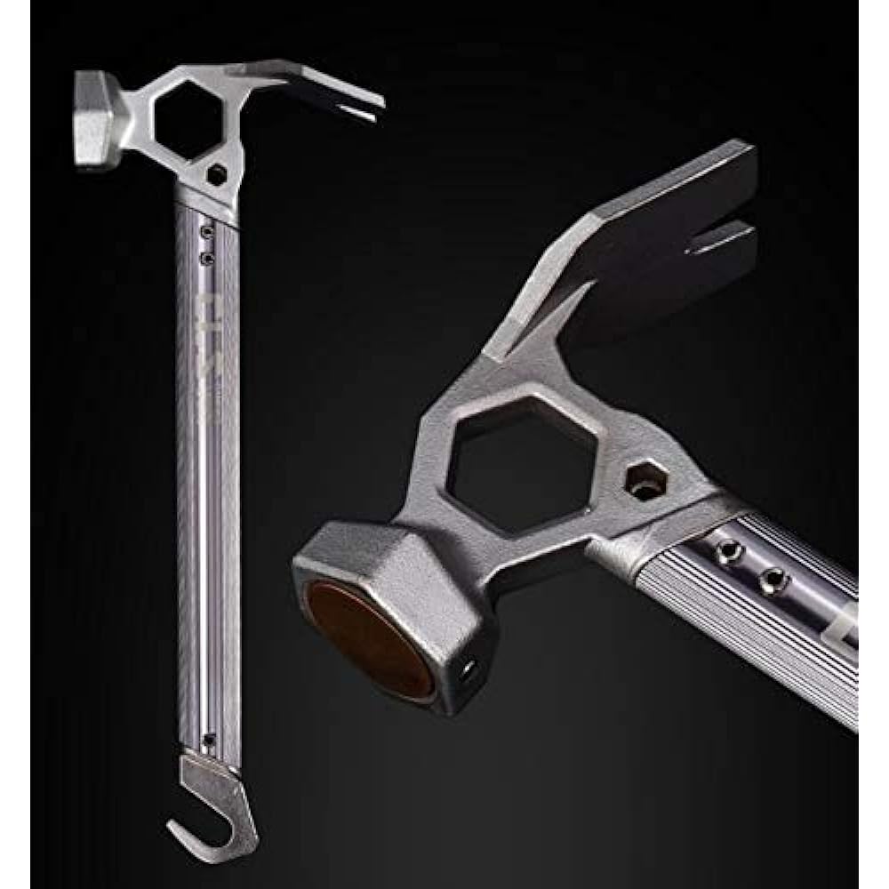 SWAG GEAR CLS Peg Hammer, Lightweight, Stainless Steel, Tent Hammer, For Outdoor Use, Peg Hammer, Tent Hammer, Camping Hammer, Multifunctional Peg Hitting, Peg Removal, Outdoor, Mountain Climbing, Touring Camping, Campsite Camping (Black)