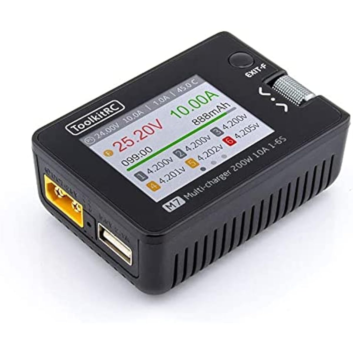 ToolkitRC M7 200w 10A Multifunctional Smart Balance Charger Discharger for Lipo LiHV Life Lion NiMh Pb Battery Black