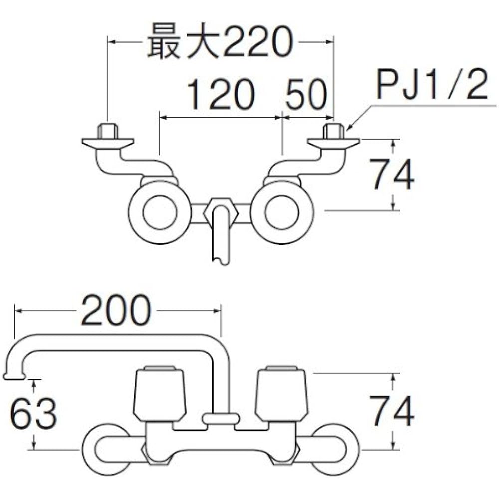 Sanei faucet fittings [K211-LH] Two-valve mixer faucet