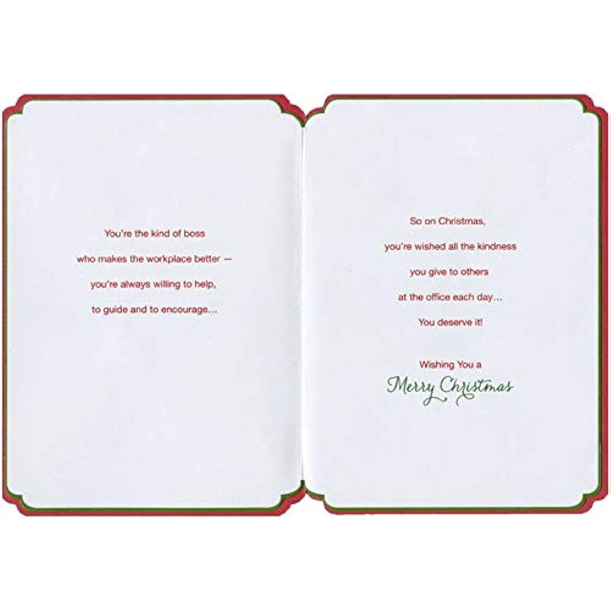 Designer Greetings Snow Covered Red Ornaments Evergreen Branches Boss Christmas Card