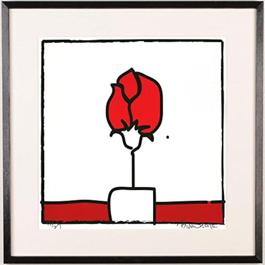 Blue Stone "POP Rose 1 Square L Red" Pop Art Painting Flower Picture Giclee Print with Frame