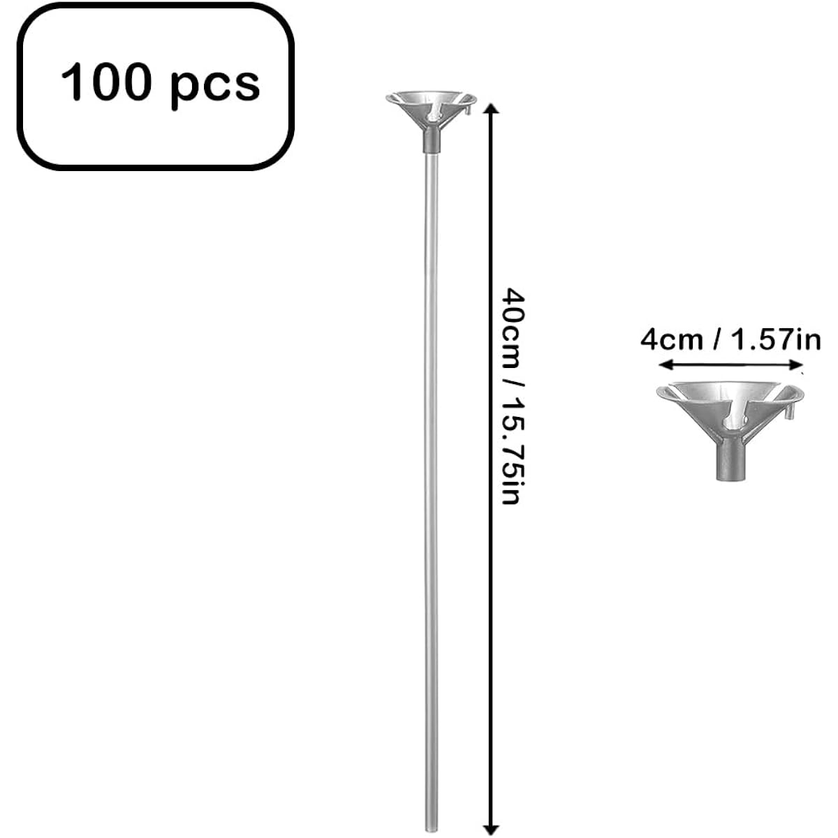100pcs Plastic Balloon Stick Holder with Balloon Cup 16inch Birthday Wedding Anniversary Festival Party Decoration Silver 16inch 100pcs