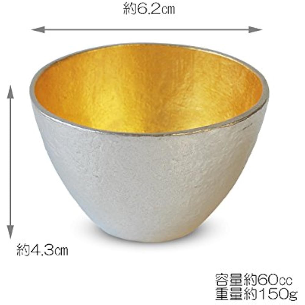 Nousaku Guinomi Gold Leaf Made in Japan H4.3cm φ6.2cm Approximately 60cc 100% Tin Case 511270/Sake Cup Sake Cup