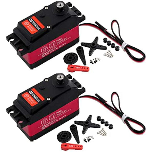 2 Sets DS5160 60KG 270 Degree SSG Big RC Digital Servo Stainless Steel Gear – 8.4V Baja Servo High Voltage High Speed Waterproof Servo for 1/5 Scale Redcat HPI Baja 5B SSRC Crawler
