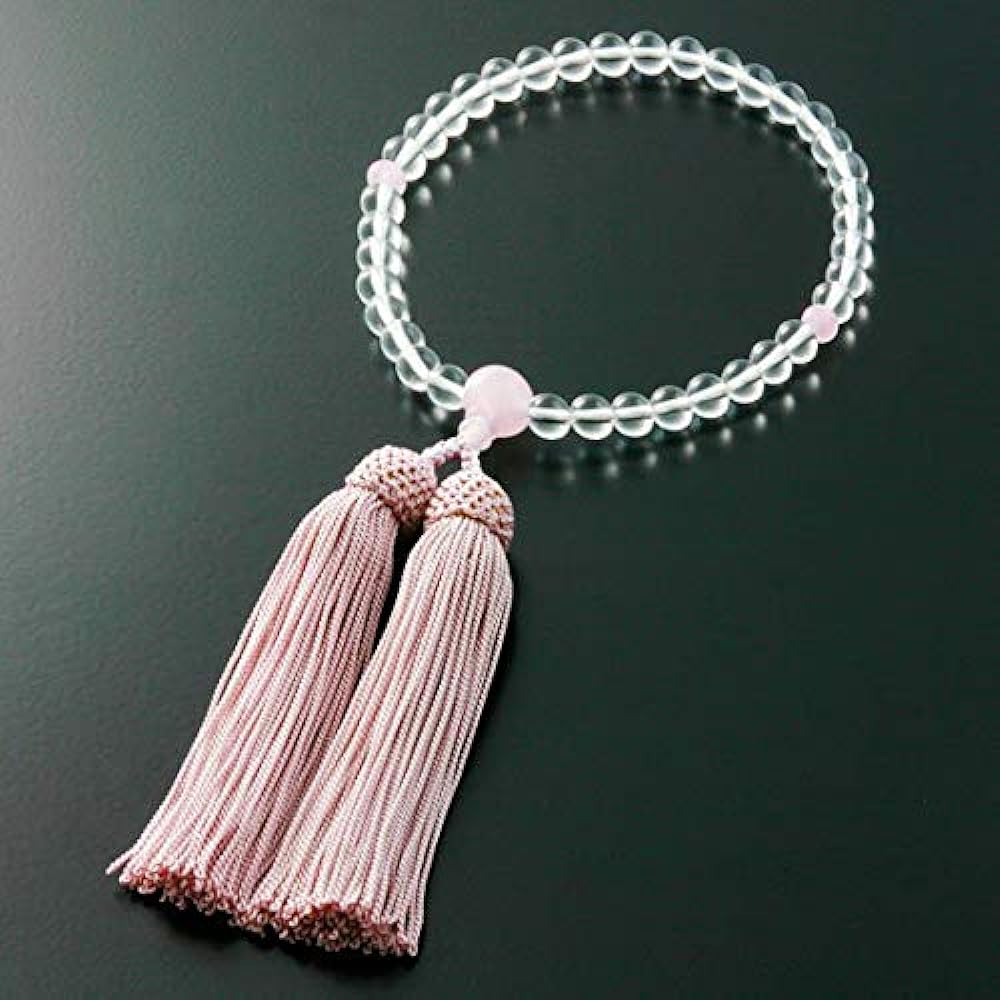 Kyoto Buddhist Altar Hayashi Pair Prayer Beads for Men (Pure Silk, Head Tassel, Ebony, Unground, 2 Heaven, Tiger Eye Stone) Prayer Beads for Women (Pure Silk, Head Tassel, Genuine Crystal, 3 Heaven, Rose Quartz) [Bead Bag Set] M-036 W-040 Kyoto Prayer Be