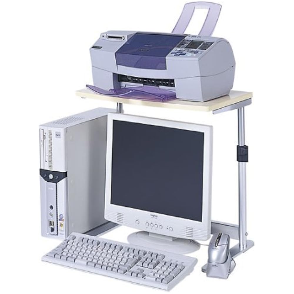 Nakabayashi Desk Rack Compatible with 15/17 inch LCD Monitors White RK-530SW