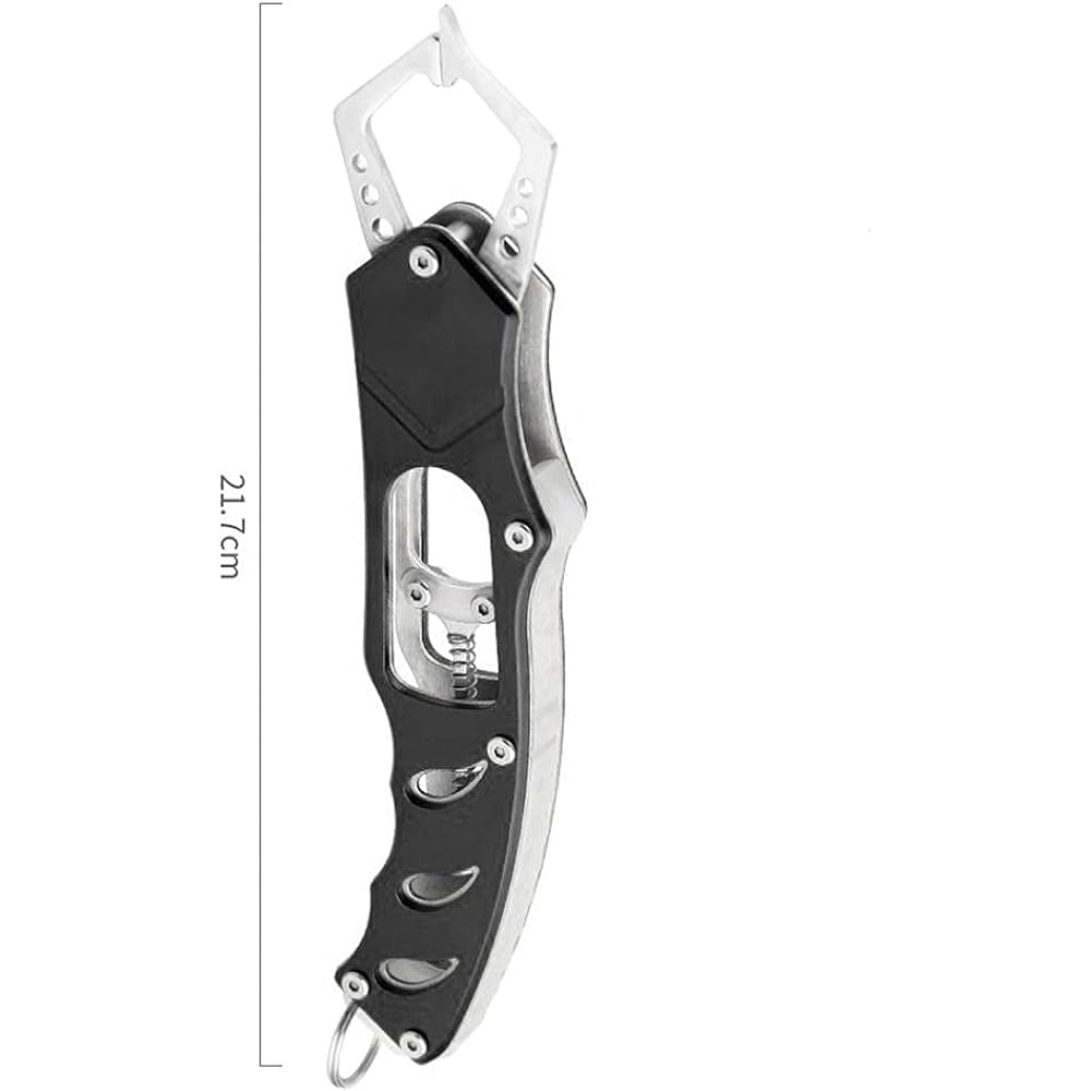 Excras Fish Grip Fishing Tools, Rust Resistant, Ergonomic, Easy to Grip, Fish Grip, Made of Aluminum, Rust Resistant, High Quality, Lightweight, Aluminum Fishing Tackle, Luminous Plastic, Night Fishing, Safety Rope Included, Compatible with Both Freshwat