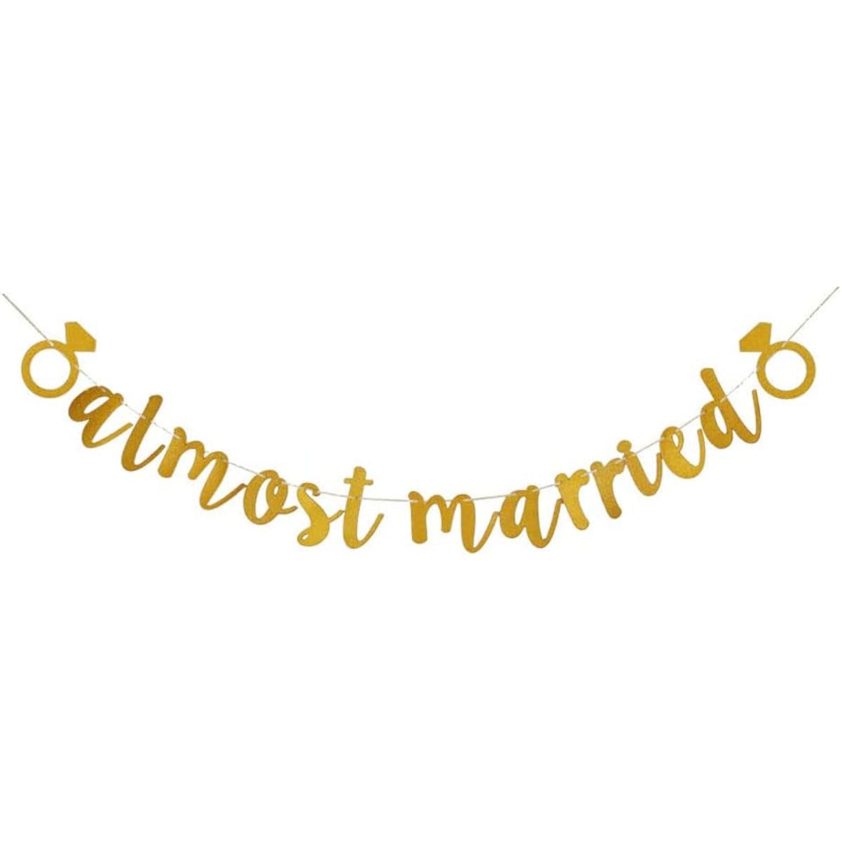 Gold Almost Married Banner, Fun Paper Signs for Wedding, Rehearsal, Engagement Party Decorations