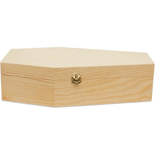 Woodpeckers Large Halloween Coffin Box Unfinished Wooden 18" 1 Pack Halloween Craft Gift Box Party Decoration Pet Casquette