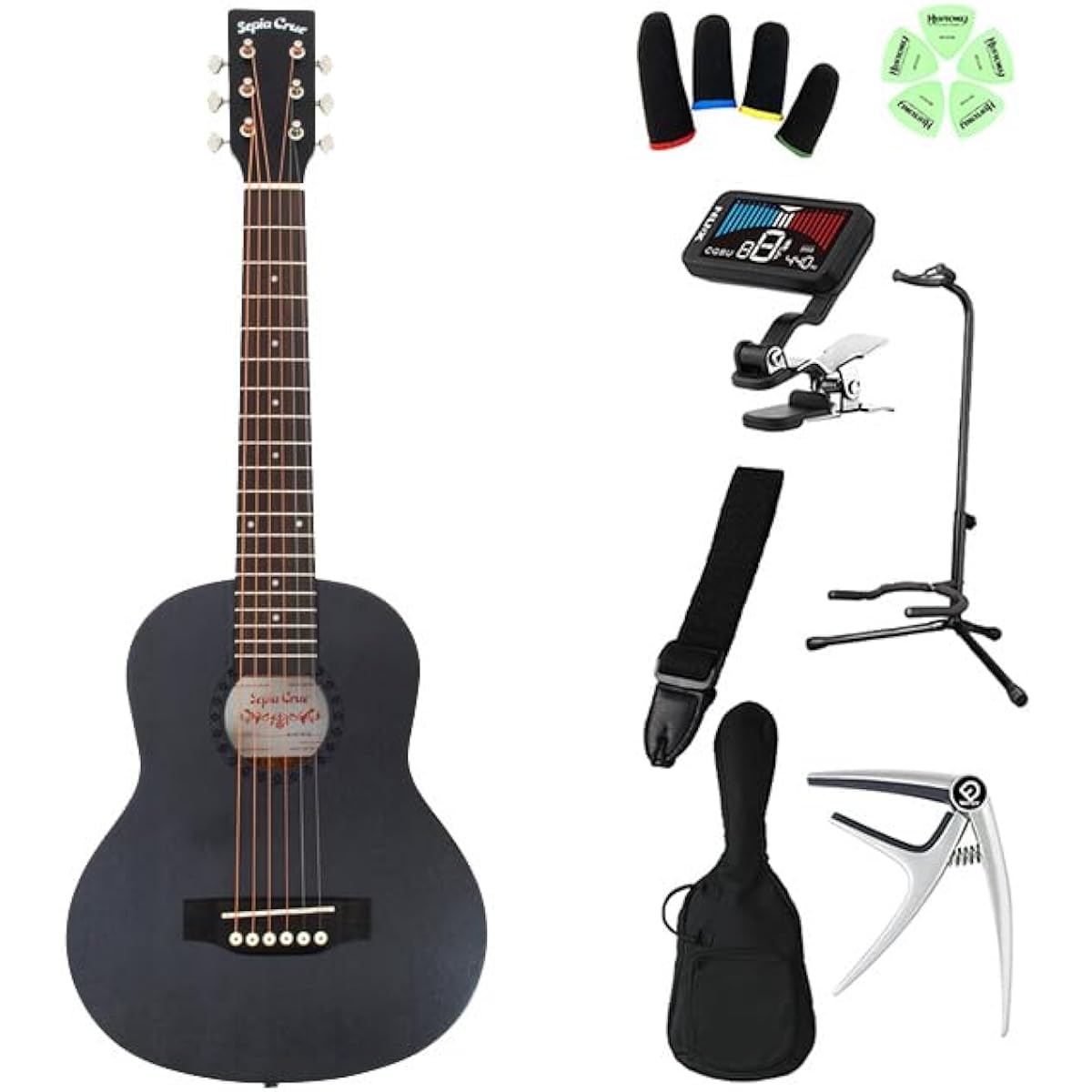 Sepia Crue W60 Can be played from age 4! Kids guitar beginner set Acoustic guitar for children BLK Mini guitar Small and lightweight Sepia Crue