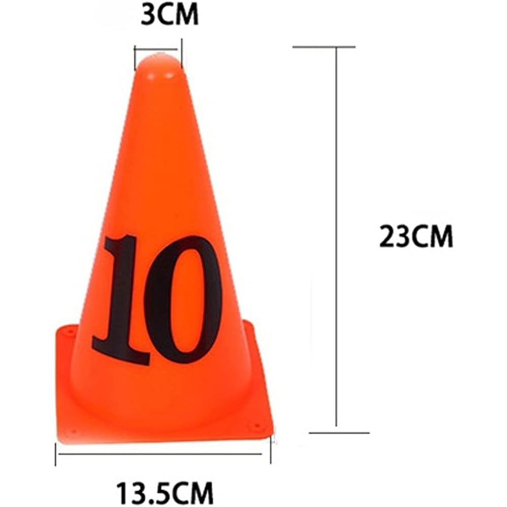 [narunaru] Set of 10 marker cones with numbers for soccer track and field training marks