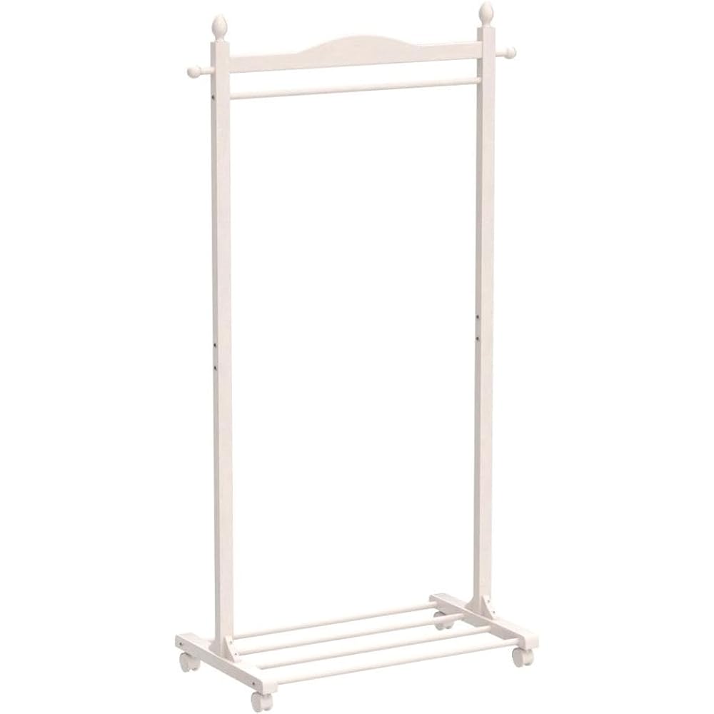 Hagihara Hanger Rack Coat Rack Coat Hanger with Casters [Both Storage Capacity and Ease of Use] Clothes Storage Natural Wood Wood White Width 90cm VR-7238WS