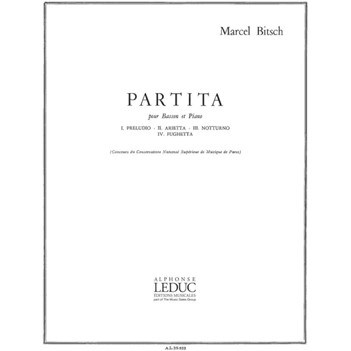 Bitch: Partita (bassoon, piano) Alphonse Leduc Publishing