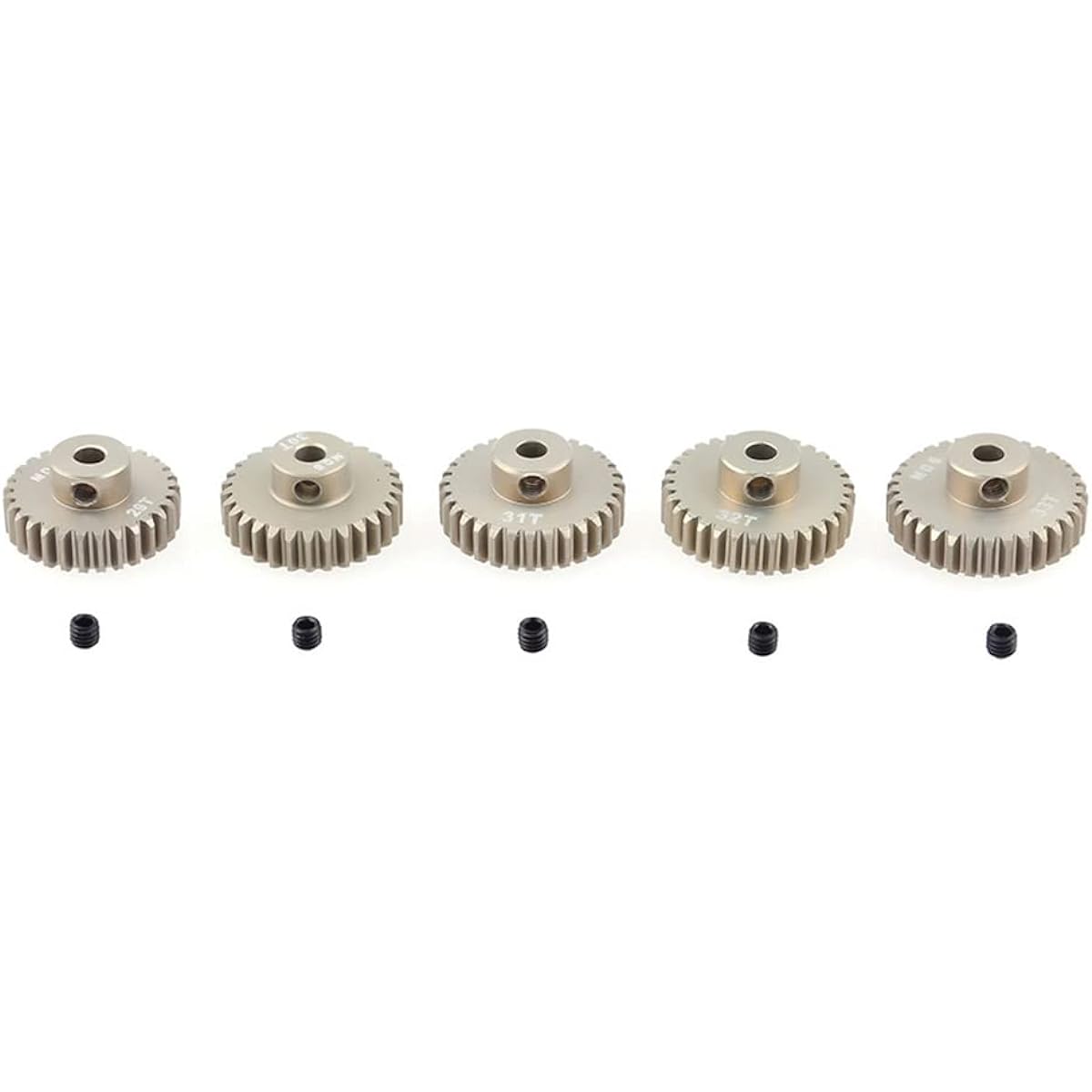 KingVal 5pcs Replacement Aluminum Pinion Motor Gear M0.6 29T 30T 31T 32T 3.175mm Compatible with 1/10 RC Car Brushless Motor
