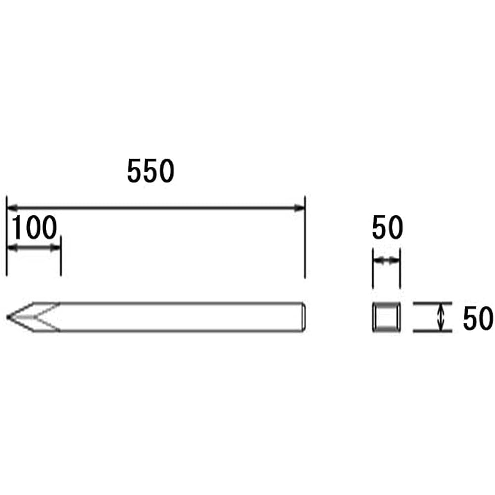 Set of 20 square piles, no holes, 50 x 50 x 550 mm