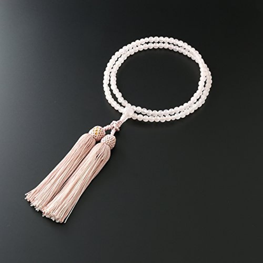 Kyoto Buddhist Altar Hayashi Prayer Beads Rinzai Zen Rose Quartz Two-Color Tassel (For Women) Official Ceremony [Bead Bag Set] SW-106 Kyoto Prayer Beads