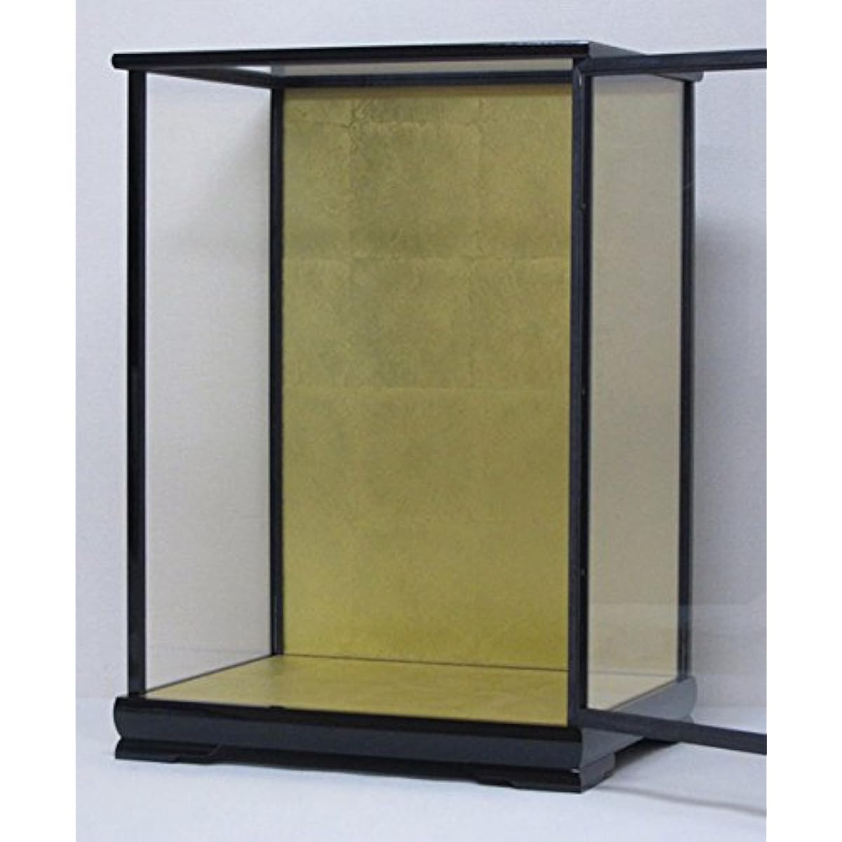 Kyoju doll case, width 38 x depth 29 x height 52 cm (inside dimensions), with legs, glass case, wooden, with door, black mulberry paint, Hakata doll, children's doll, Ichimatsu doll