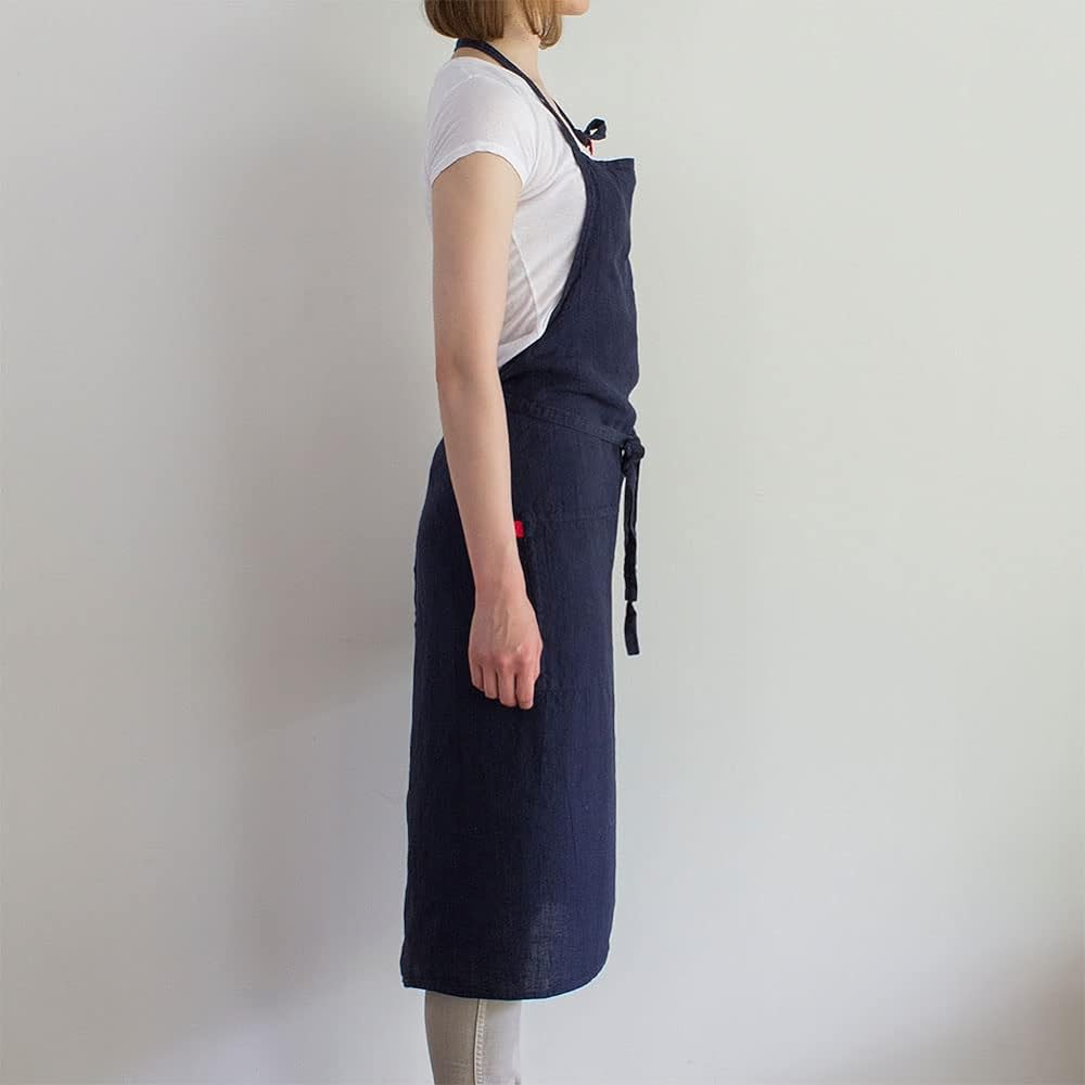 [Lino e Lina] Lino Elina Apron Full Apron Manon Manon A260 Nocturne Women's Men's Kitchen Plain Linen Hemp Simple Long Length Gift Present
