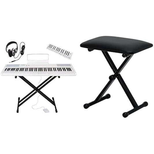 Artesia Digital Piano Value Set 88 Keys PERFORMER/WH White (Includes Sustain Pedal/Stand [BK]/Headphones/Keyboard Design Cloth) + X-Shaped Piano Stool