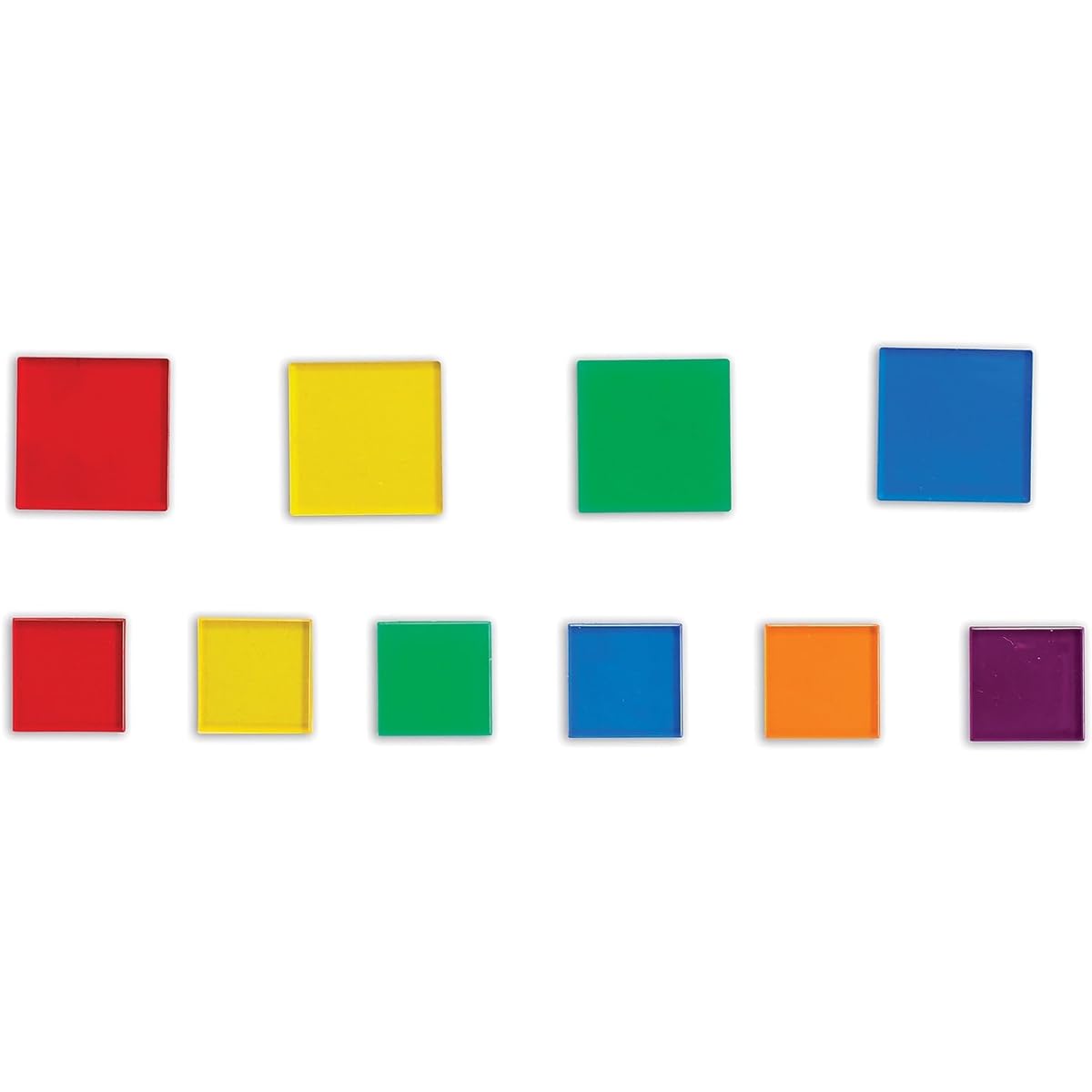 edx education transparent tiles - mini jars - colorful plastic squares - light box accessories - sensory play - math operations