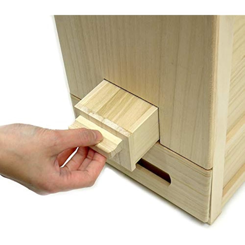 Takemoto Wooden Box Store All paulownia natural wood measuring rice bin "Yonekura" for 5kg