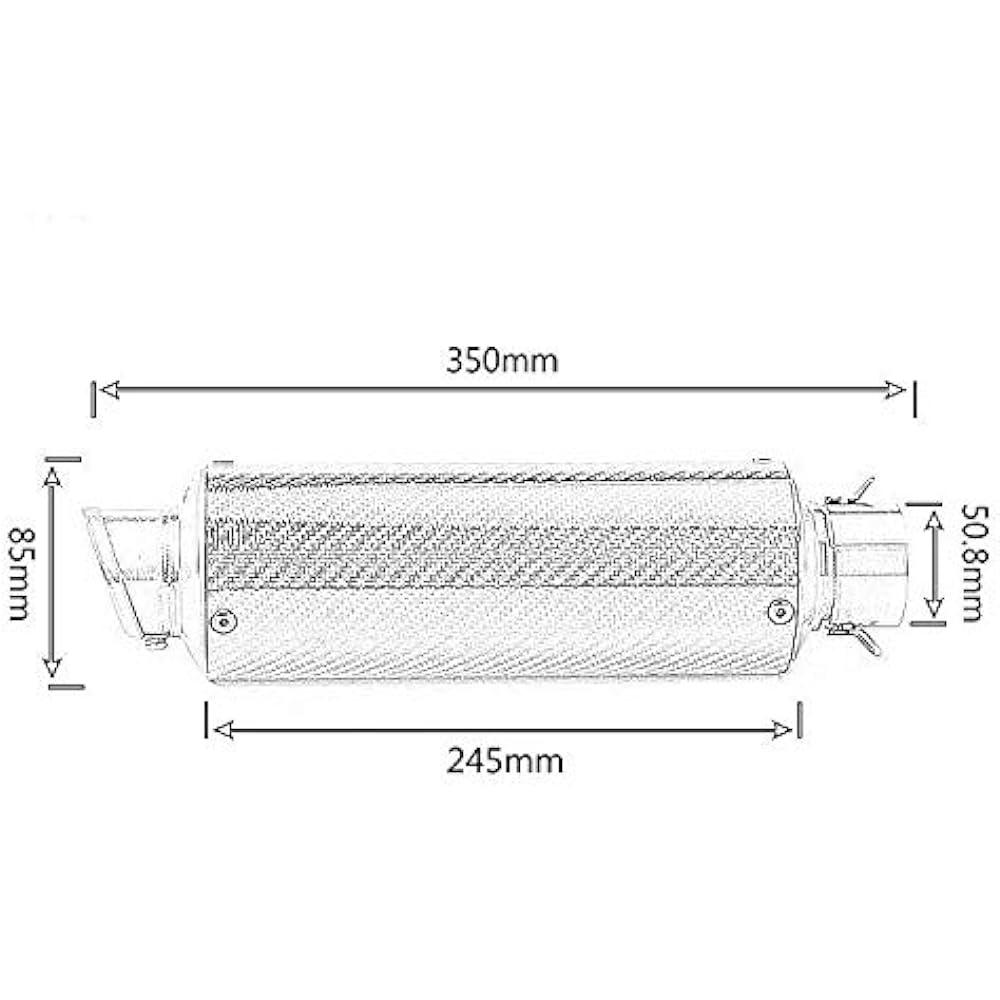 Bike Slip-on Muffler Bike Silencer Stainless Steel + Carbon General Purpose 50.8mm Length 350mm