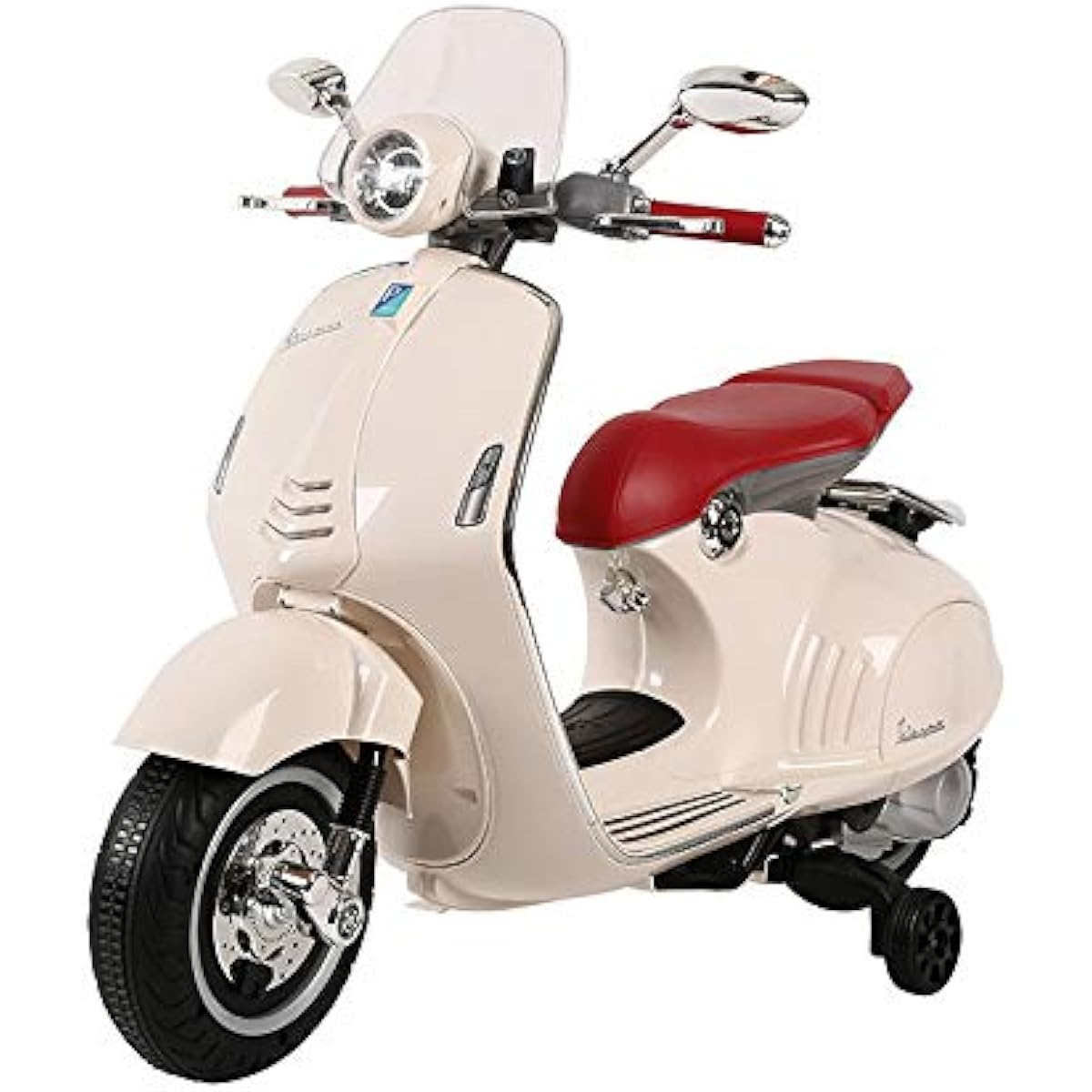 Vespa 946 Vespa Licensed Electric Ride-On Toy for Kids with Training Wheels, Electric Bike, Ride-On Bike, Vehicle Toy (White)