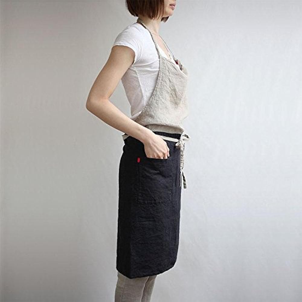 Full Apron Carina Noir Lino E Lina A1051 Lino e Lina