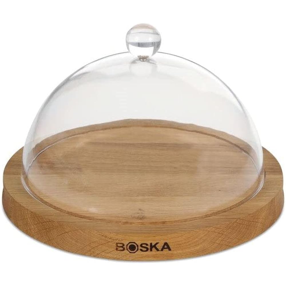 BOSKA Cake Stand/Dome Wood 250 x 250 x 155mm BOSKA Cheese Board & Dome Oak 859002