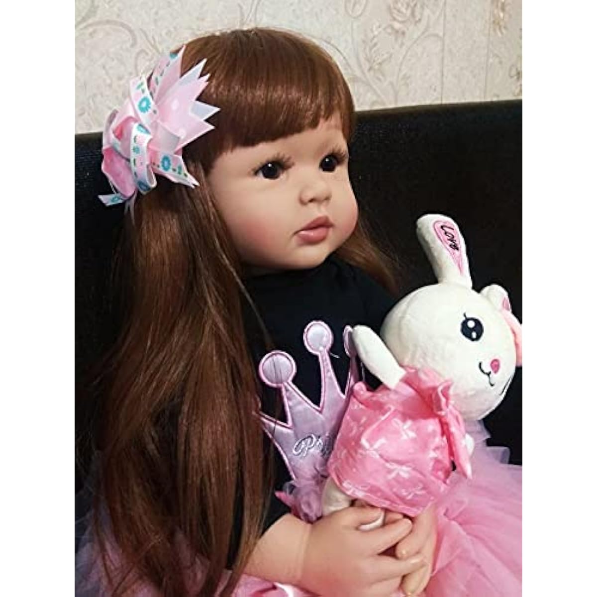 24 Inch Reborn Toddler Doll Soft Silicone Vinyl Cotton Body Princess Girl Lifelike Baby Doll Detail Painting Christmas Birthday Gift (1937)