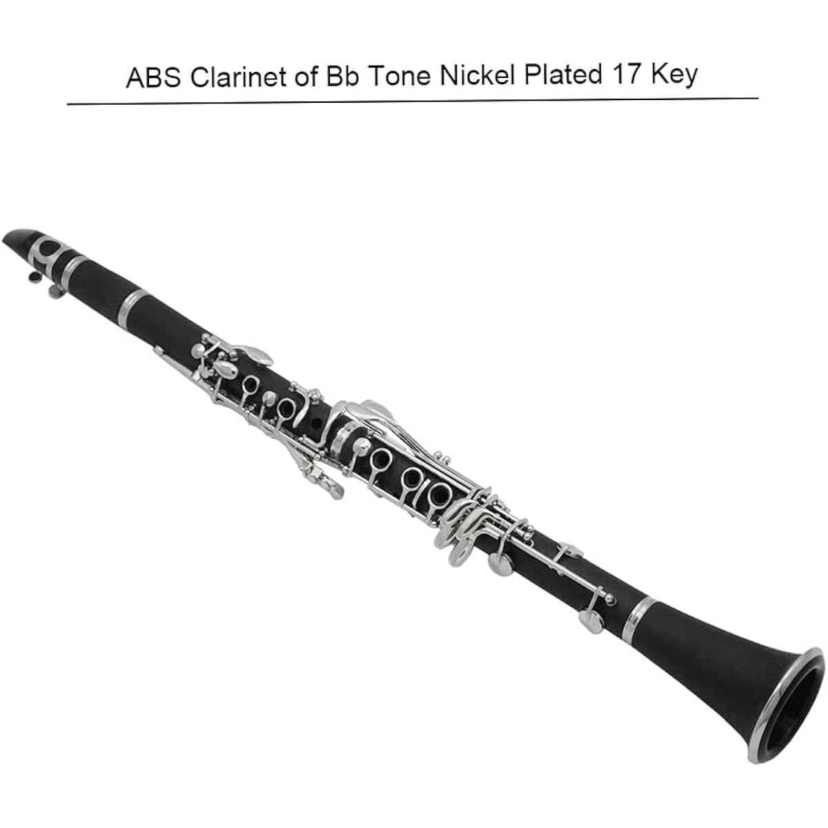 Juspins ABS Resin Bb Clarinet 17 Key Beginner Set for Brass Band Practice and Performance Cupronickel Plated
